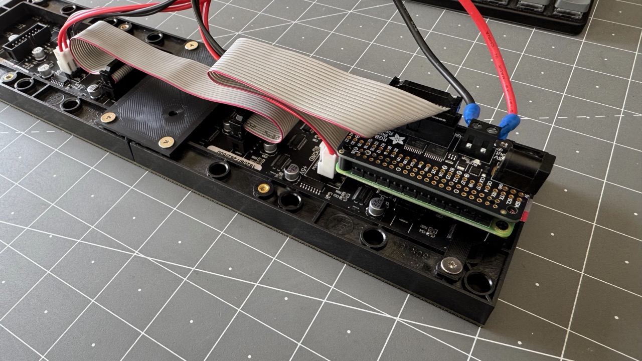 Raspberry Pi Zero 2 wired to the LED matrix