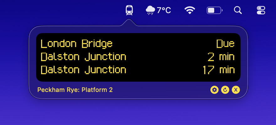 Arrivals macOS toolbar app