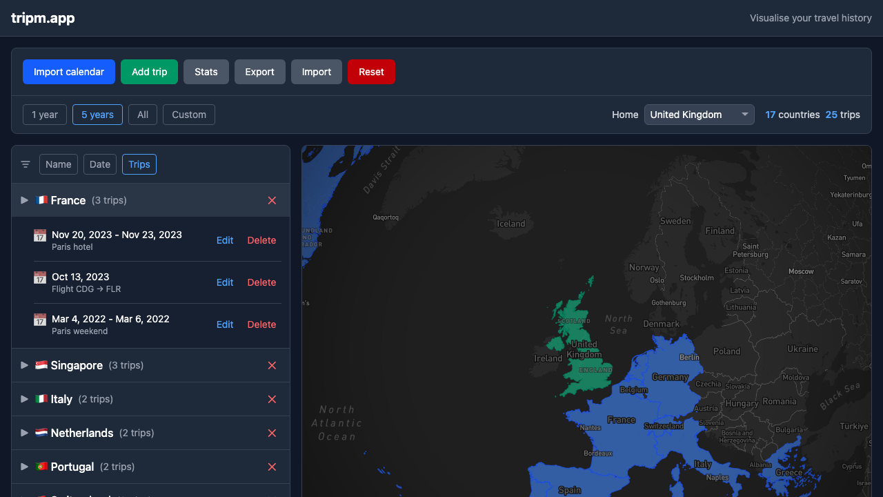 Tripm.app screenshot